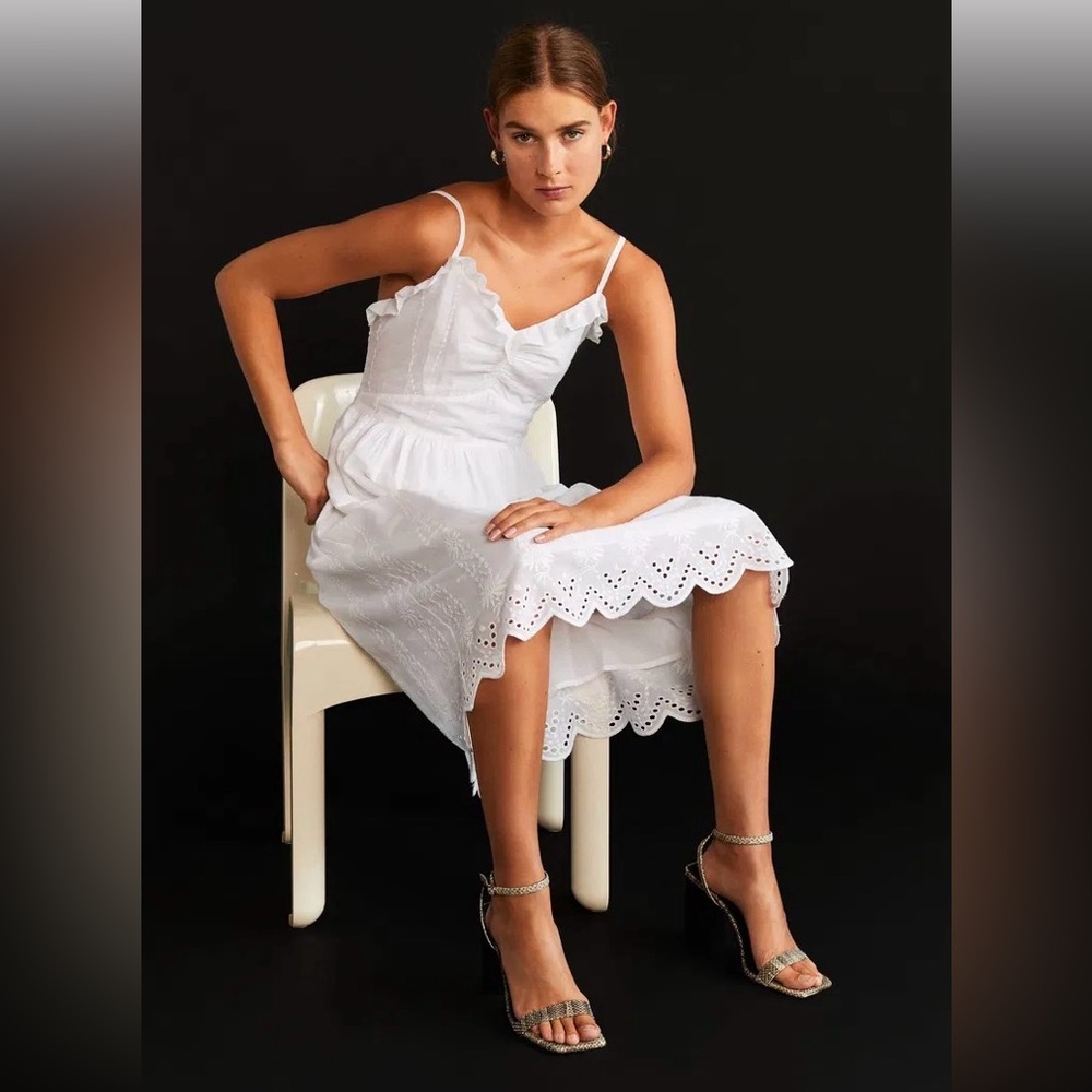 Mango - Embroidered Cotton Dress